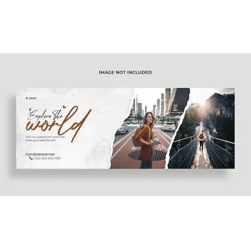 Explore world travel agency social media and facebook cover banner template