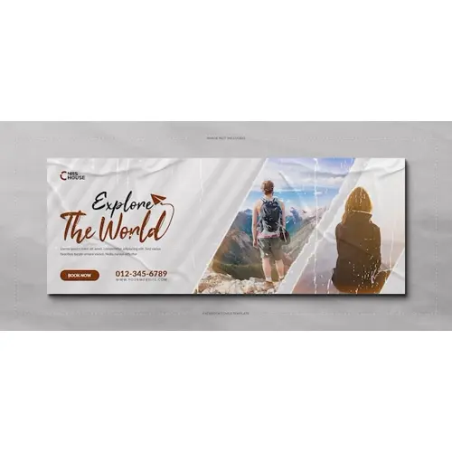 Explore the world travel social media and facebook cover banner template