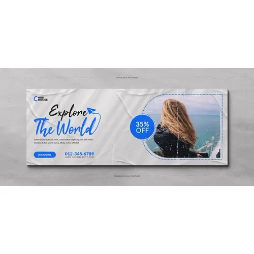 Explore the world travel social media and facebook cover banner template