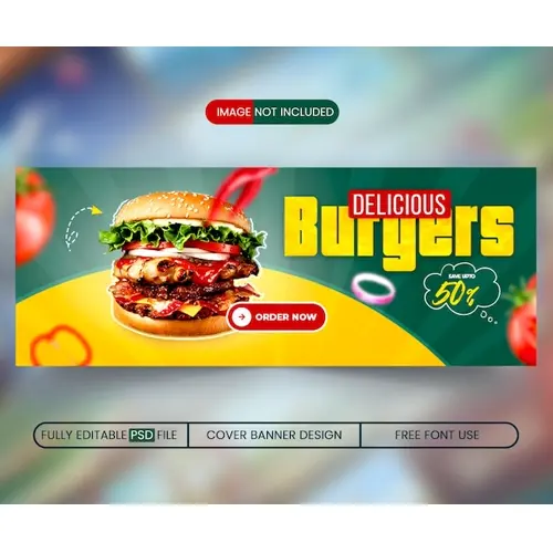 Facebook cover banner design template for restaurant