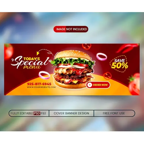 Facebook cover banner design template for restaurant