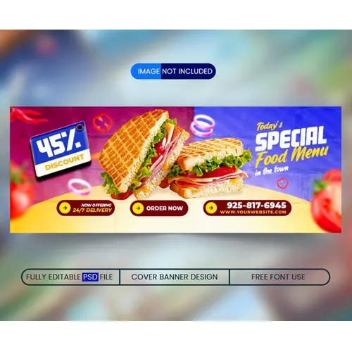 Facebook cover banner design template for restaurant