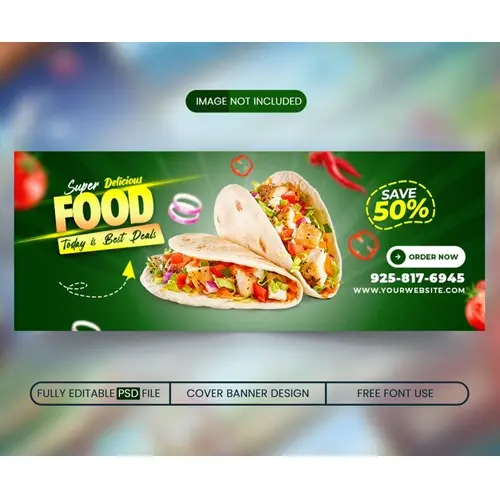 Facebook cover banner design template for restaurant