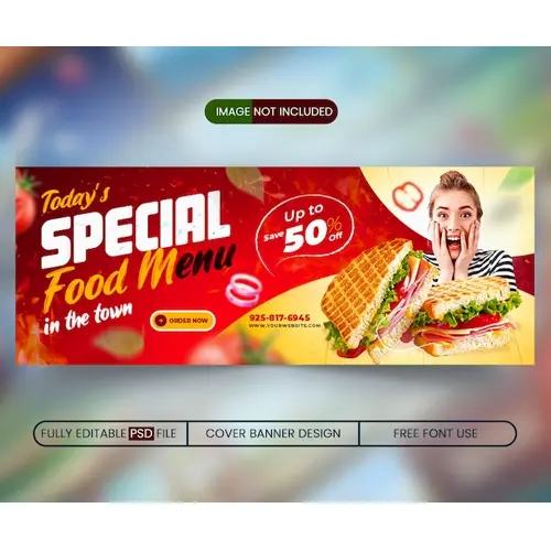 Facebook cover banner design template for restaurant