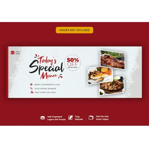 Facebook cover banner template for food and restaurant