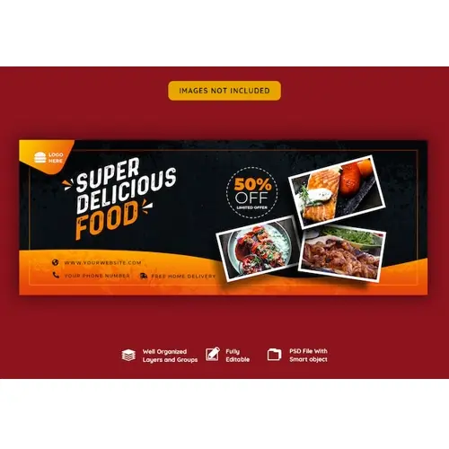 Facebook cover banner template for food and restaurant