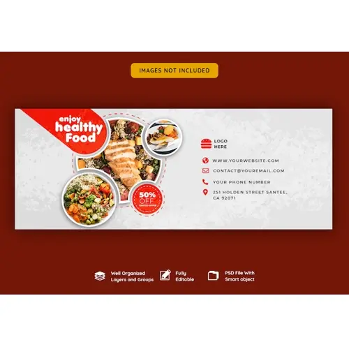 Facebook cover banner template for food and restaurant