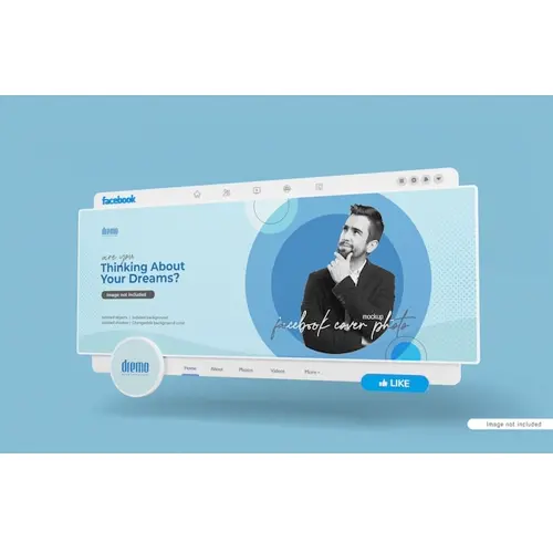 Facebook cover photo mockup 3d rendered interface isolated
