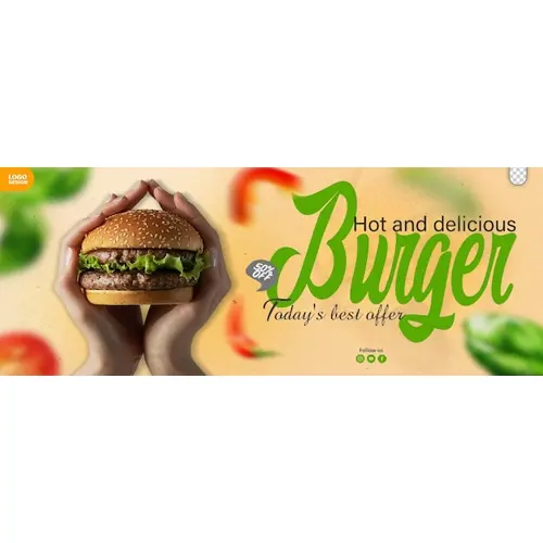 Facebook Cover Post Banner Template For Restaurant Fast Food Menu Burger
