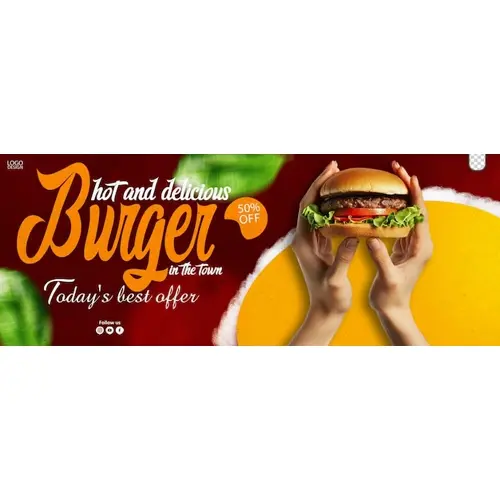 Facebook Cover Post Banner Template For Restaurant Fast Food Menu Burger