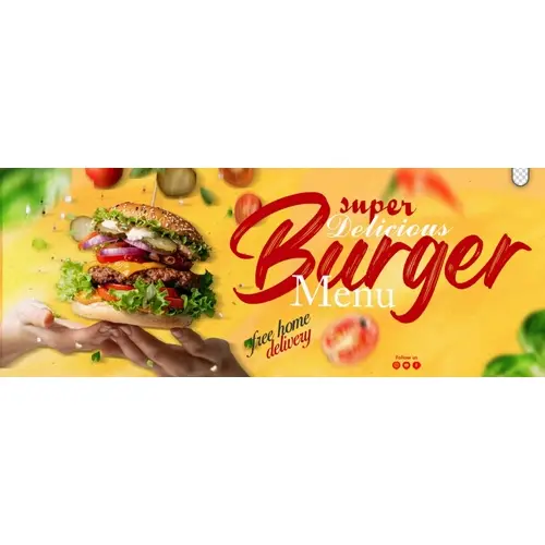 Facebook Cover Post Banner Template For Restaurant Fast Food Menu Burger