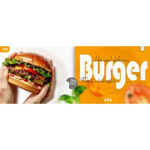 Facebook Cover Post Banner Template For Restaurant Fast Food Menu Burger