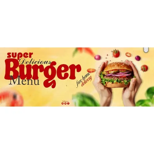 Facebook Cover Post Banner Template For Restaurant Fast Food Menu Burger