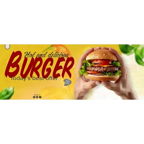 Facebook Cover Post Banner Template For Restaurant Fast Food Menu Burger
