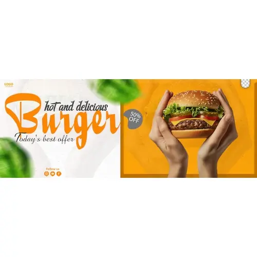 Facebook Cover Post Banner Template For Restaurant Fast Food Menu Burger