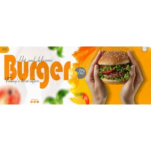 Facebook Cover Post Banner Template For Restaurant Fast Food Menu Burger