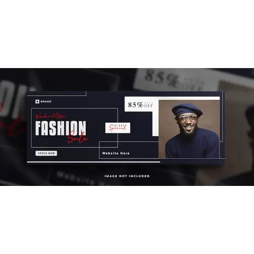 Fashion sale facebook cover banner template  with a clean mockup