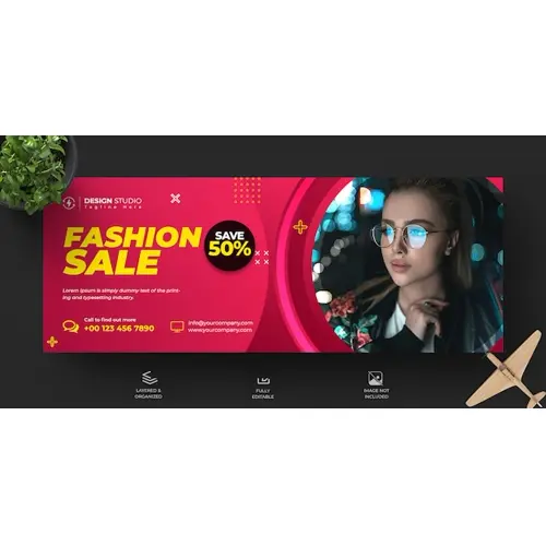 Fashion sale facebook timeline cover and banner template design