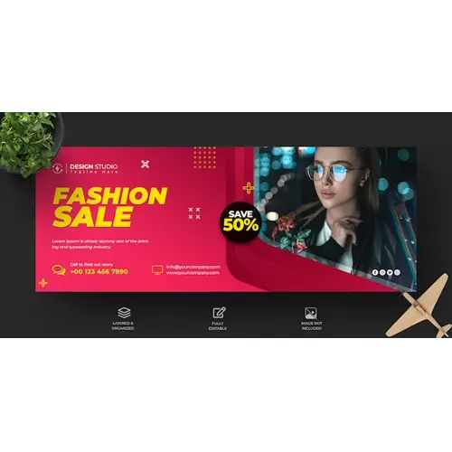 Fashion sale facebook timeline cover and banner template design