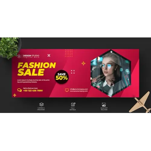 Fashion sale facebook timeline cover and banner template design
