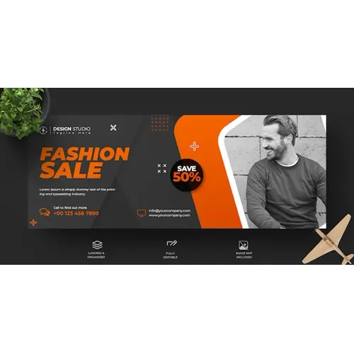 Fashion sale facebook timeline cover and banner template design