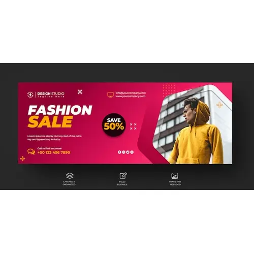 Fashion sale facebook timeline cover and banner template design