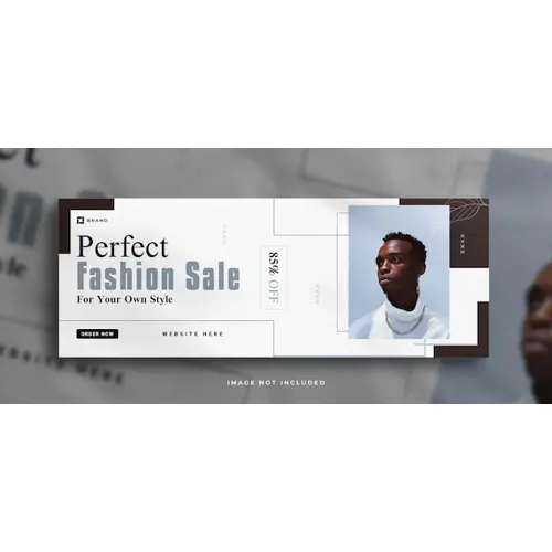 Fashion sale social media banner and facebook cover banner template  with a clean mockup
