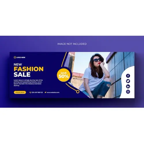 Fashion sale social media banner and facebook cover photo design template