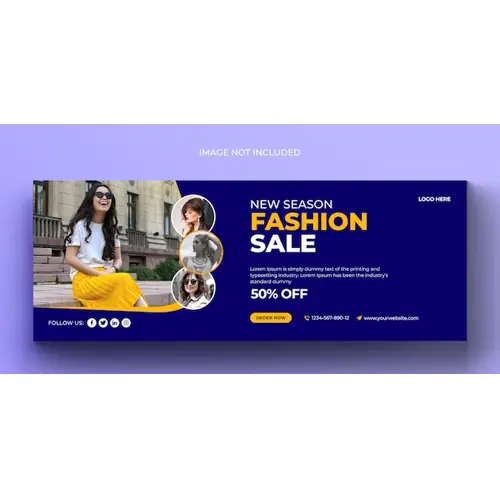 Fashion sale social media banner and facebook cover photo design template