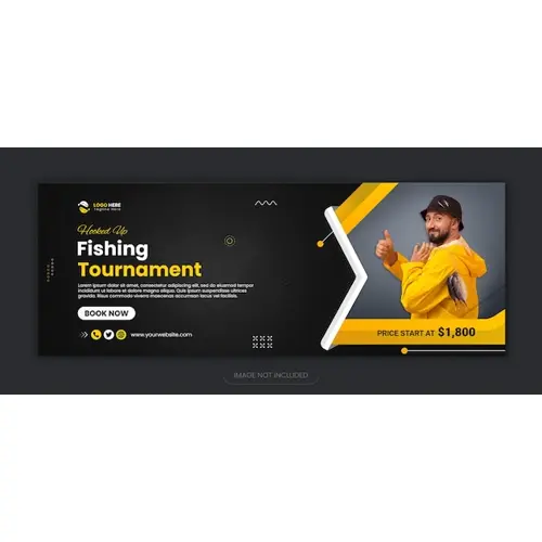Fishing tournament  social media Facebook cover design template