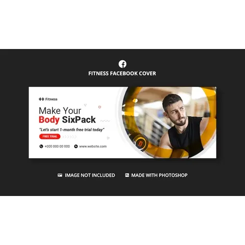 Fitness gym Facebook cover and website banner template