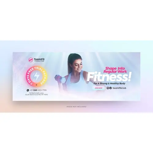 Fitness and gym promotional facebook cover and banner design template