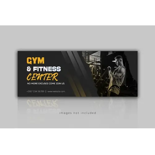 Fitness gym training modern facebook cover and web banner template