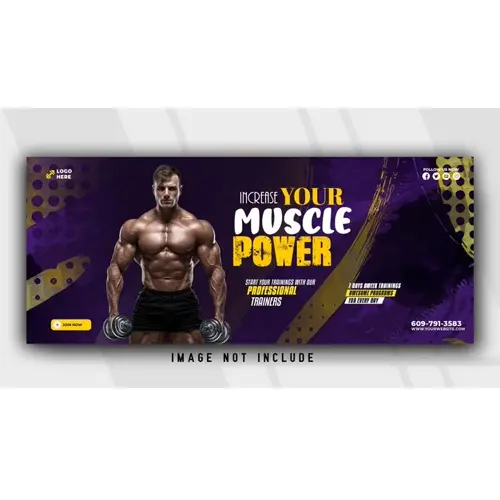 Fitness and gym workout facebook timeline cover or social media web banner template