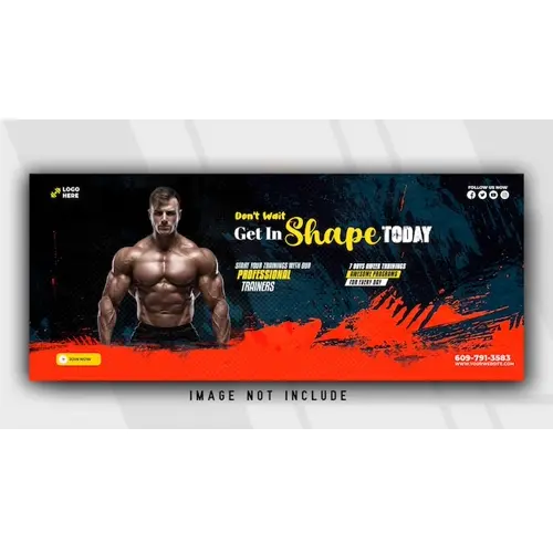 Fitness and gym workout facebook timeline cover or social media web banner template