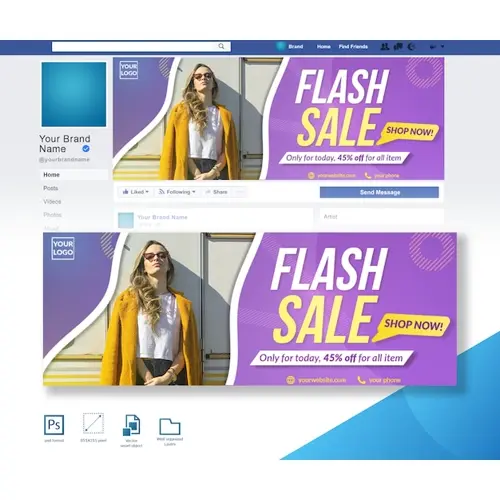 Flash sale fashion discount offer Facebook cover design template