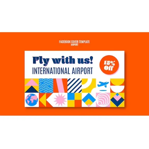 Flat design airport facebook cover
