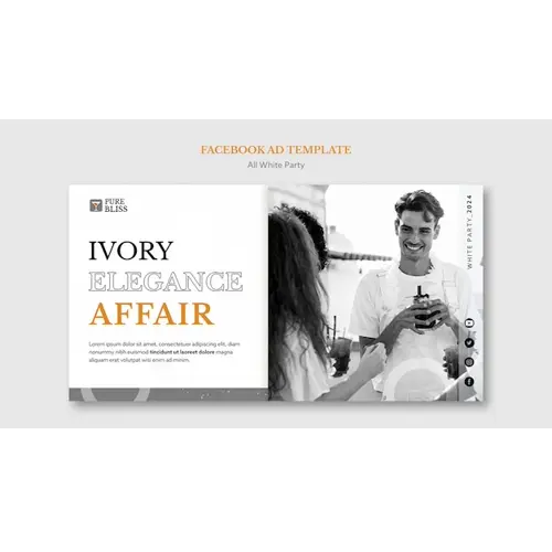 Flat design all white party facebook template