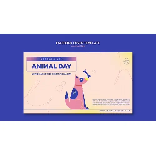 Flat design animal day facebook cover