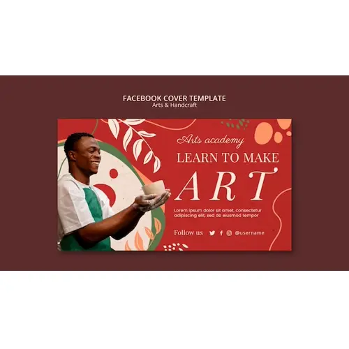 Flat design arts and handcraft facebook cover