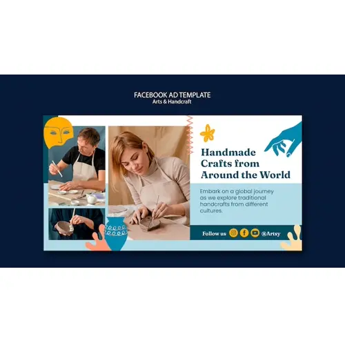 Flat design arts and handcraft facebook template