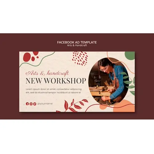 Flat design arts and handcraft facebook template