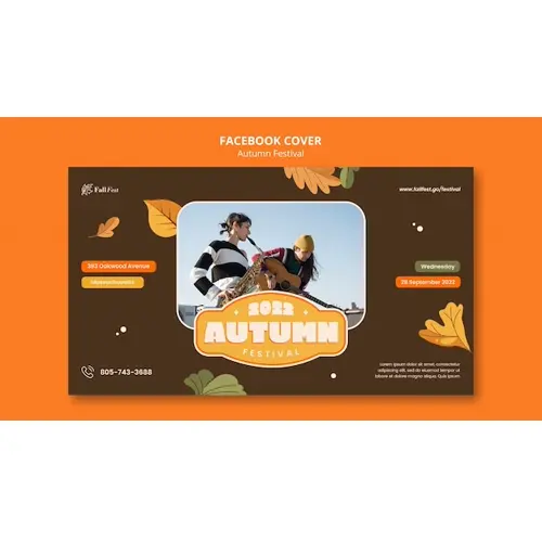 Flat design autumn facebook cover template