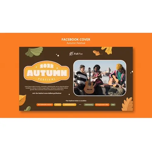 Flat design autumn facebook cover template