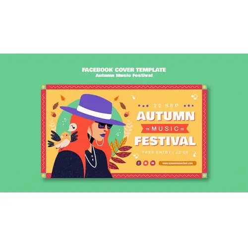 Flat design autumn festival facebook cover template