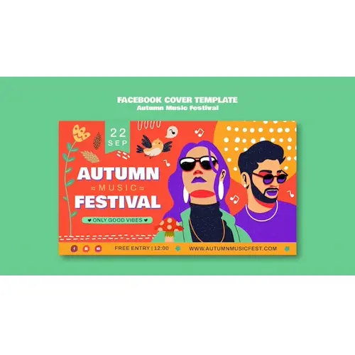 Flat design autumn festival facebook cover