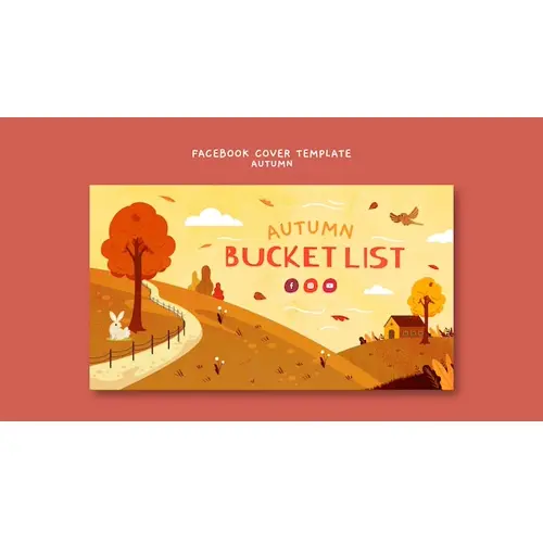 Flat design autumn season facebook cover