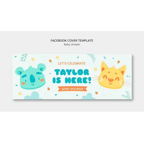 Flat design baby shower facebook cover template