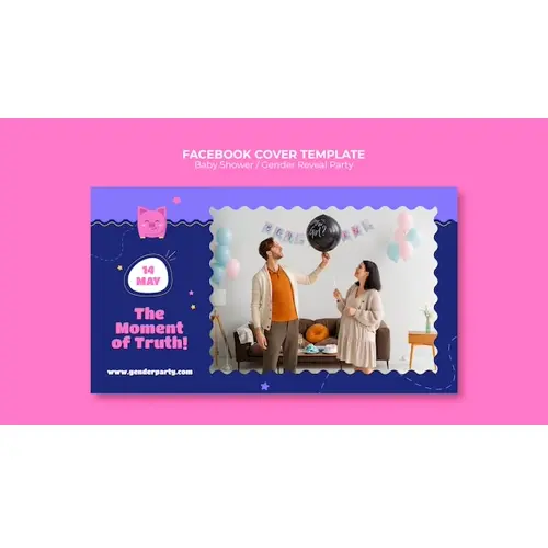 Flat design baby shower facebook cover
