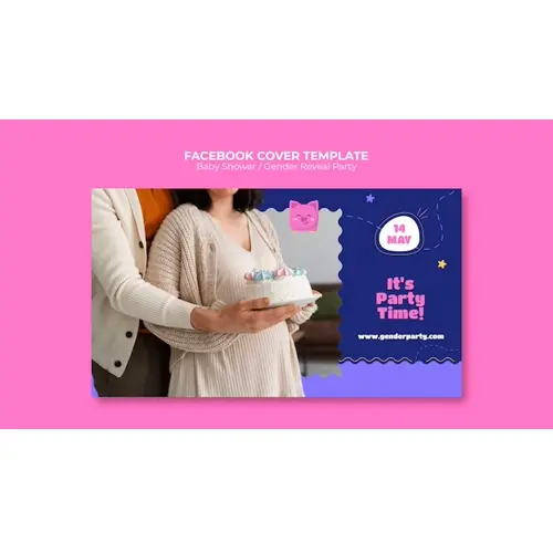 Flat design baby shower facebook cover